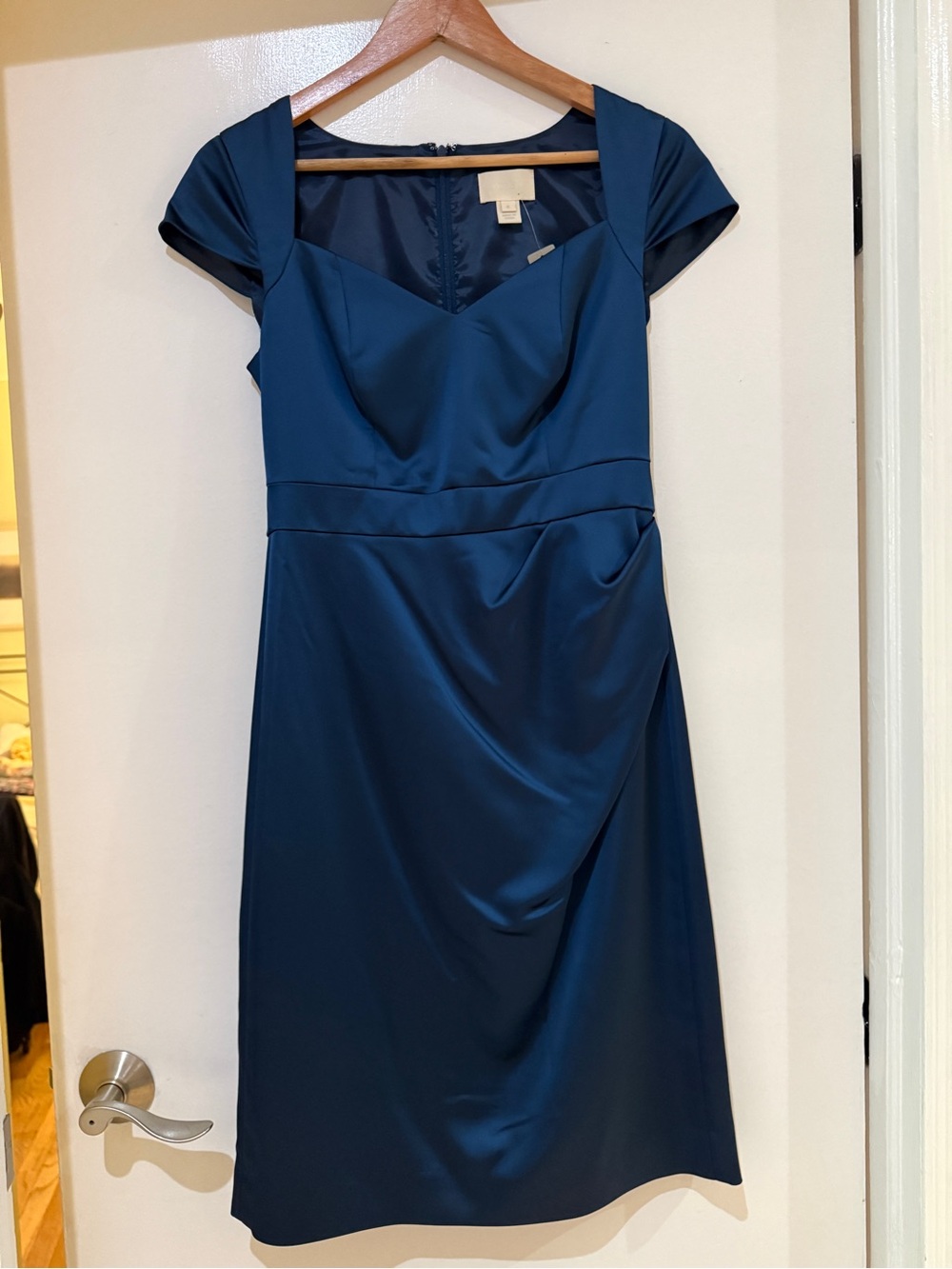J. Crew Deep Navy/Teal Cap-Sleeve Midi Dress